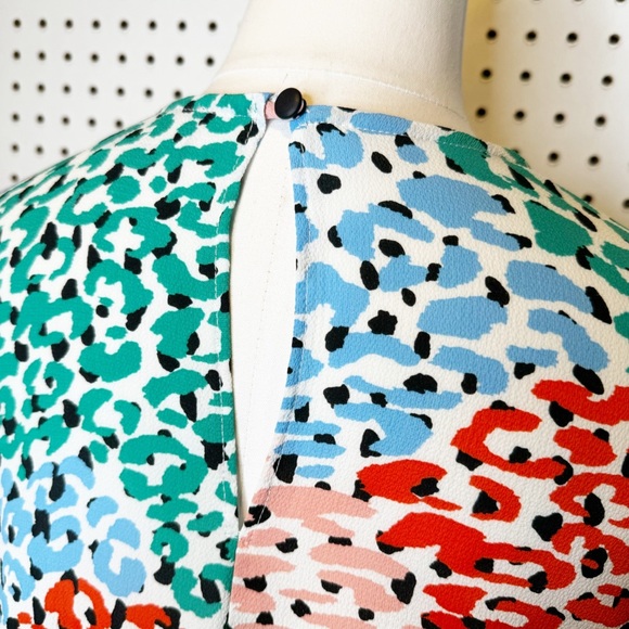 ASOS | Rainbow Animal Print Abstract Tiered Mini Baby Doll Dress or Tunic Sz. 8 - Picture 3 of 6